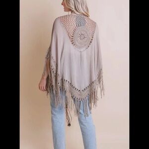 Free People sundial crochet Do everything in Love kimono one size